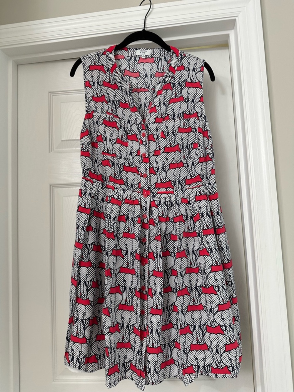 crown & ivy Black, White and Red Polka Dot Floral Blouse